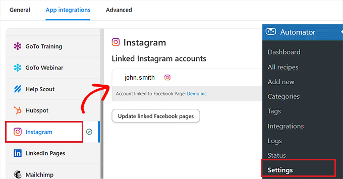 Check if your Instagram account is linked