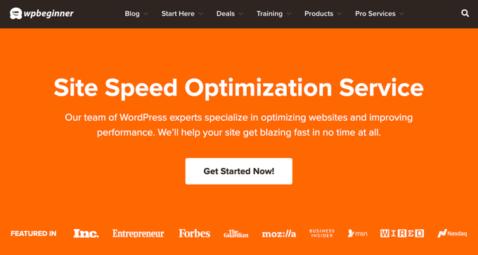 WPBeginner Professional Services: Site Speed Optimization Service