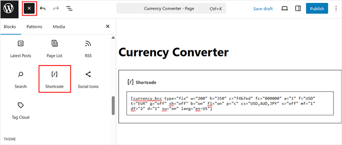 Add a shortcode for your currency converter