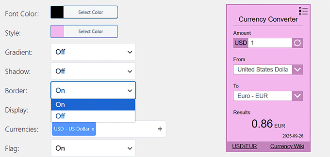 Customize your currency converter