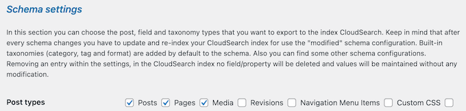 Enter schema settings