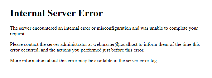 Apache 上的内部服务器错误页面