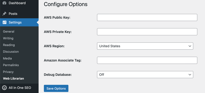 Configure AWS Options
