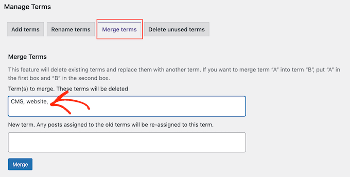 How to bulk merge terms in a WordPress blog