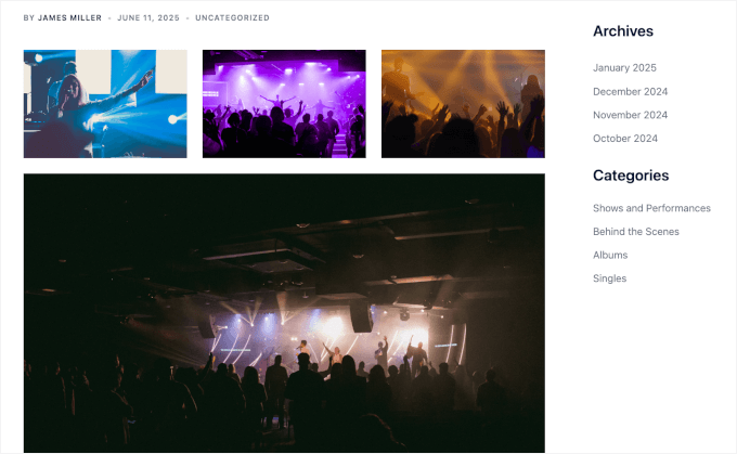 Previewing gallery in WordPress Previewing gallery in WordPress