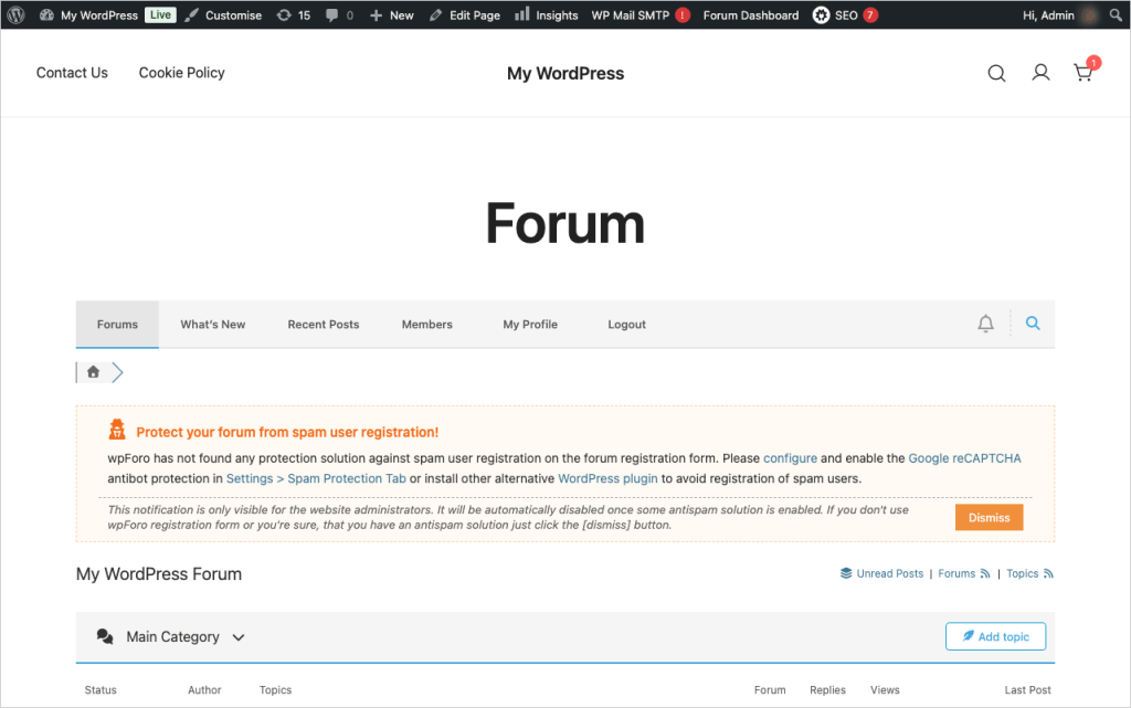 Un exemplu de site de întrebări și răspunsuri, creat folosind wpForo O previzualizare a forumului Întrebări și Răspunsuri wpForo personalizat pe interfața publică