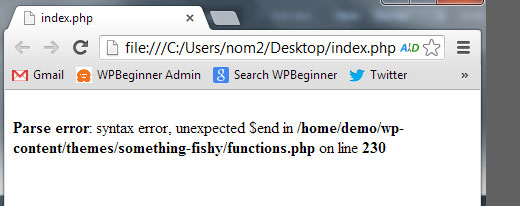 parse error syntax error unexpected $end expecting t_function in
