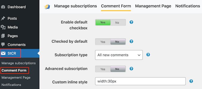 The Subscribe Comments Reloaded WordPress plugin