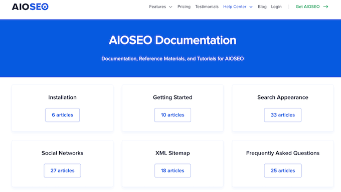 Documentação on-line do plug-in de SEO do AIOSEO