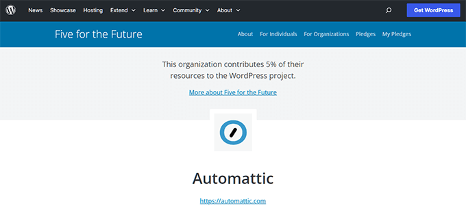 Contribuições da Automattic para o projeto WordPress.org de código aberto