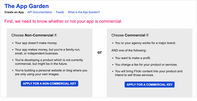 Creating a commercial or non-commercial Flickr project