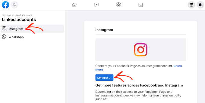 WebHostingExhibit connect-facebook-instagram-1-1 How to Display Instagram Photos in WordPress Sidebar Widget  