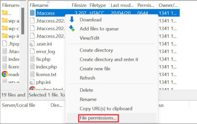 .htaccess file permissions