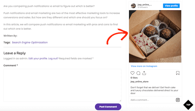 WebHostingExhibit instagram-post-example How to Display Instagram Photos in WordPress Sidebar Widget  