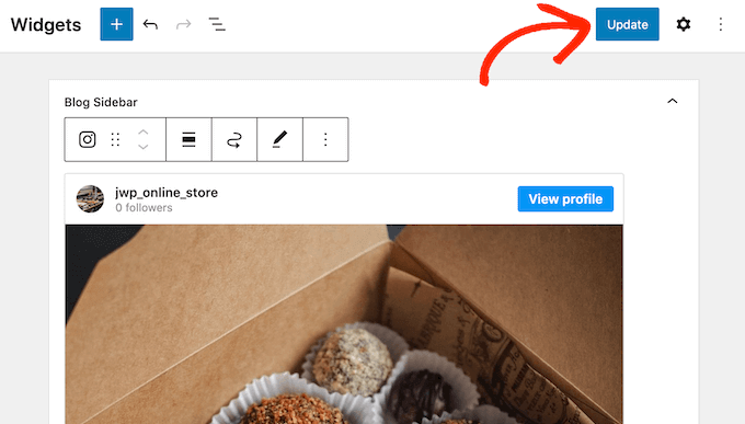 Publishing an Instagram photo in a sidebar widget