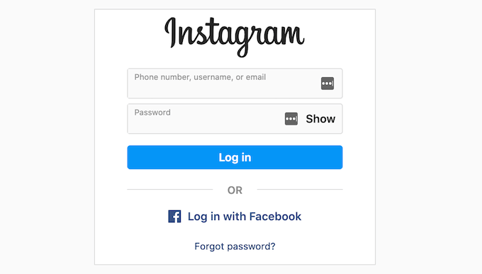 WebHostingExhibit log-into-instagram How to Display Instagram Photos in WordPress Sidebar Widget  
