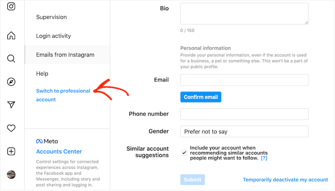 How to switch to a business Instagram account