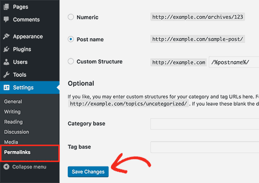 Update permalink settings