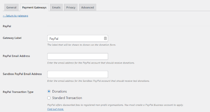 Enter PayPal details