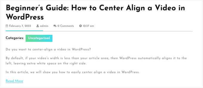 An example of collapsible text on a WordPress blog