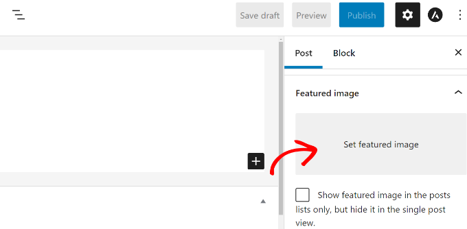 Upload primary featured image in content editor