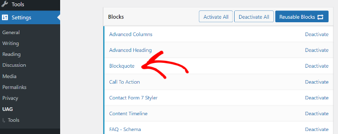 Ensure blockquote block is active