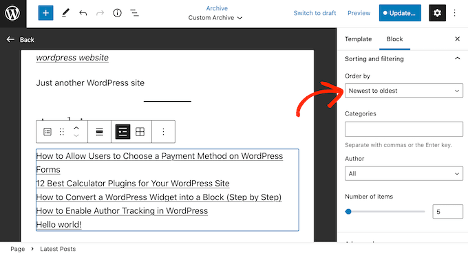 Organizing the latest posts on your WordPress archive page