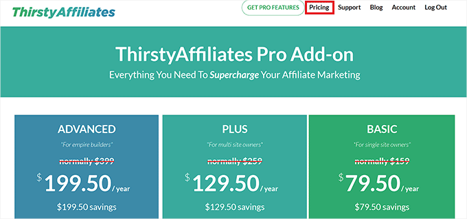 WebHostingExhibit thirsty-affiliates-pricing How to Add Affiliate Links in WordPress with ThirstyAffiliates  