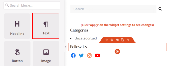 Creating a Follow Us text on top of the Social Profiles block on SeedProd