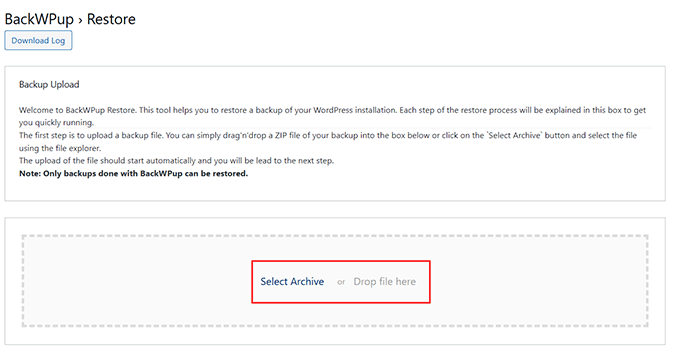Restaurați site-ul dvs. cu BackWPup