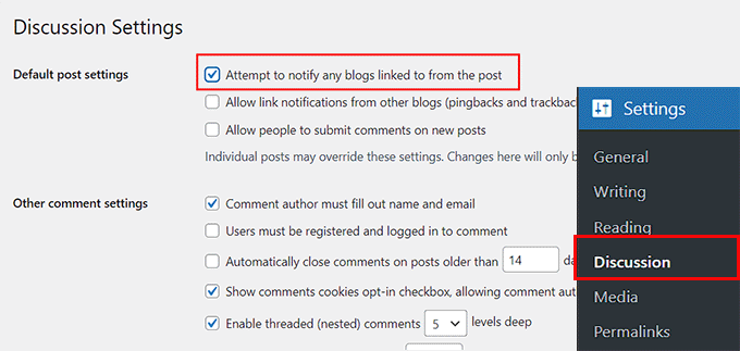 Check the option to notify bloggers when you link to their post in your article