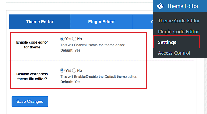 Configure theme editor settings