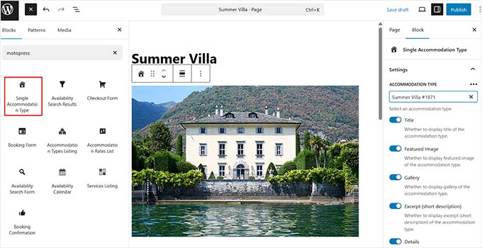 Add single accommodation type block