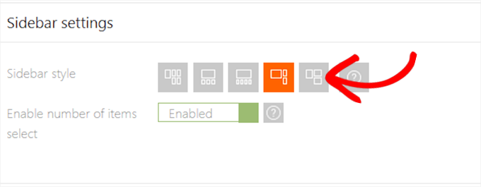 Choose sidebar settings