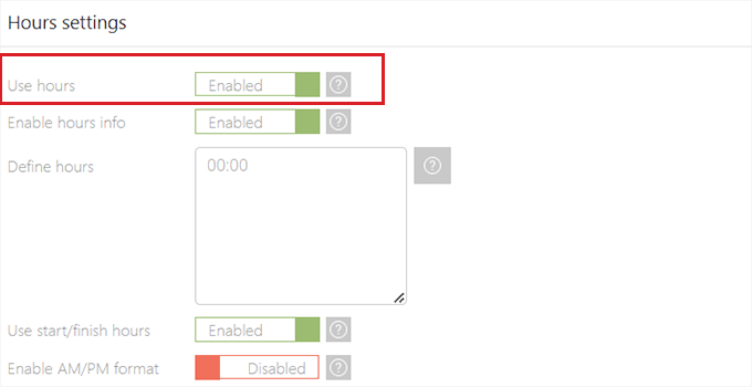 Configure hour settings