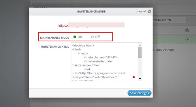 Configure maintenance mode with InfiniteWP
