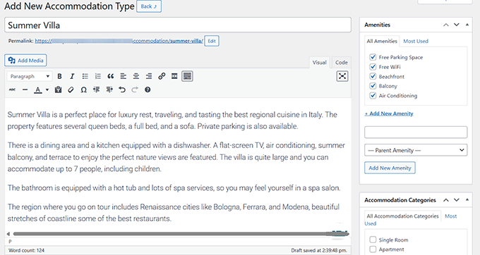 Create an accommodation type 