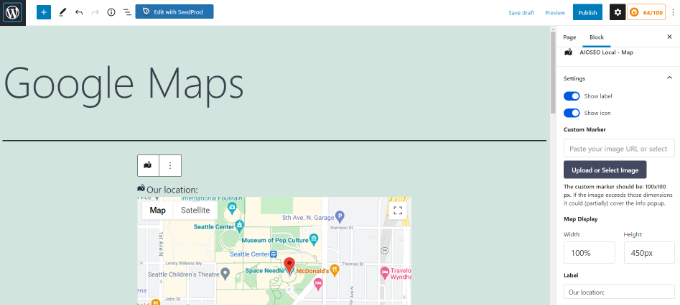 在 WordPress 中编辑您的地图