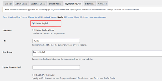 Enable PayPal to accept payments