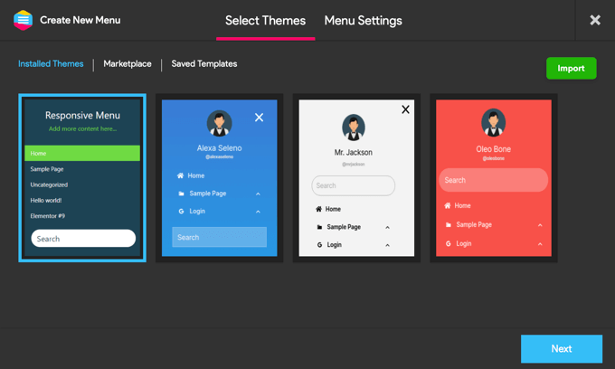 Select a Theme for Your Responsive Menu
