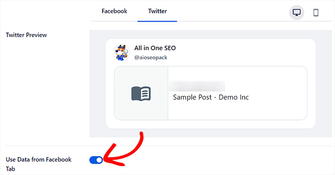 Toggle the Use Data from Facebook Tab switch