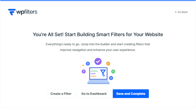 Finalizarea expertului de configurare WPFilters