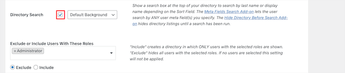 Enable directory search and user roles