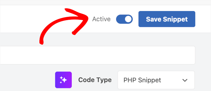 Activar el fragmento de código personalizado en WPCode