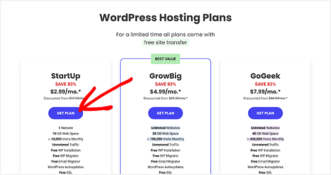 SiteGround pricing plans