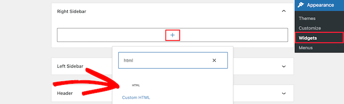 Add HTML widget block