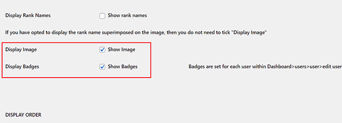 Choose to display images and badges and click the 'Save Changes' button to store your settings