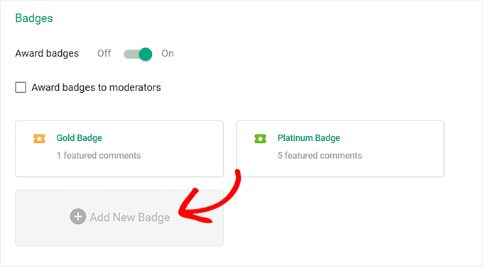 Click Add New badge button to add more badges