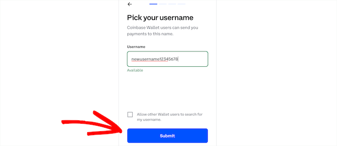 Enter username and click submit