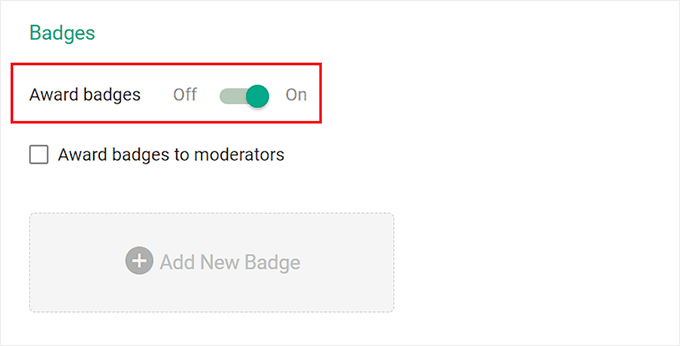 Toggle the award badges option to On